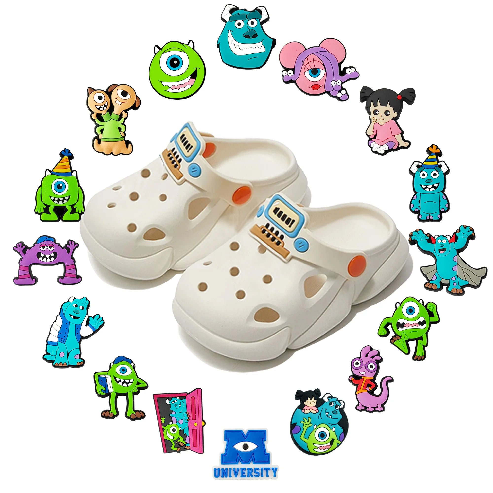 Miniso 1-16 Mini Monsters University James PVC Shoes Clown Nail hole Slippers Decorative Sandals Shoe Accessories