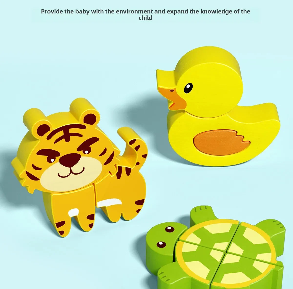 Montessori Cartoon 3D Wooden Puzzle Animal Traffic Jigsaw Toys for Kids Early Learning Educational Cognitive Game Children Gifts by Smarsty