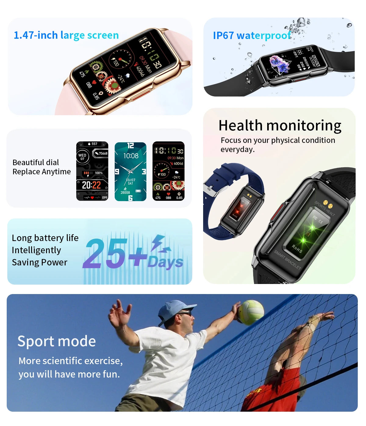 Waterproof Smartwatch for Men and Women with Heart Rate Tracker - Smarsty