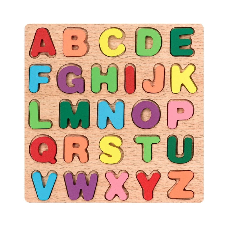 Kids Alphabetic Arithmetic Number Geometric Shapes Wooden Puzzle Montessori Preschool Learning Educational Game Toy for Children by Smarsty