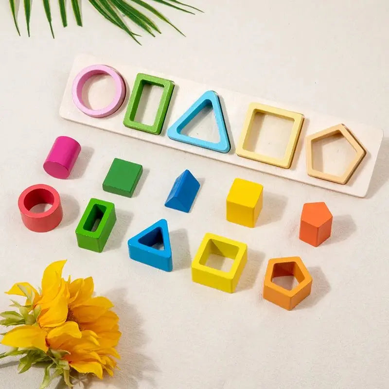 Geometric Shape Sorting Stacking Toys Columns Colorful Matching Puzzles Building Blocks Early Learning Color & Shape Recognition by Smarsty