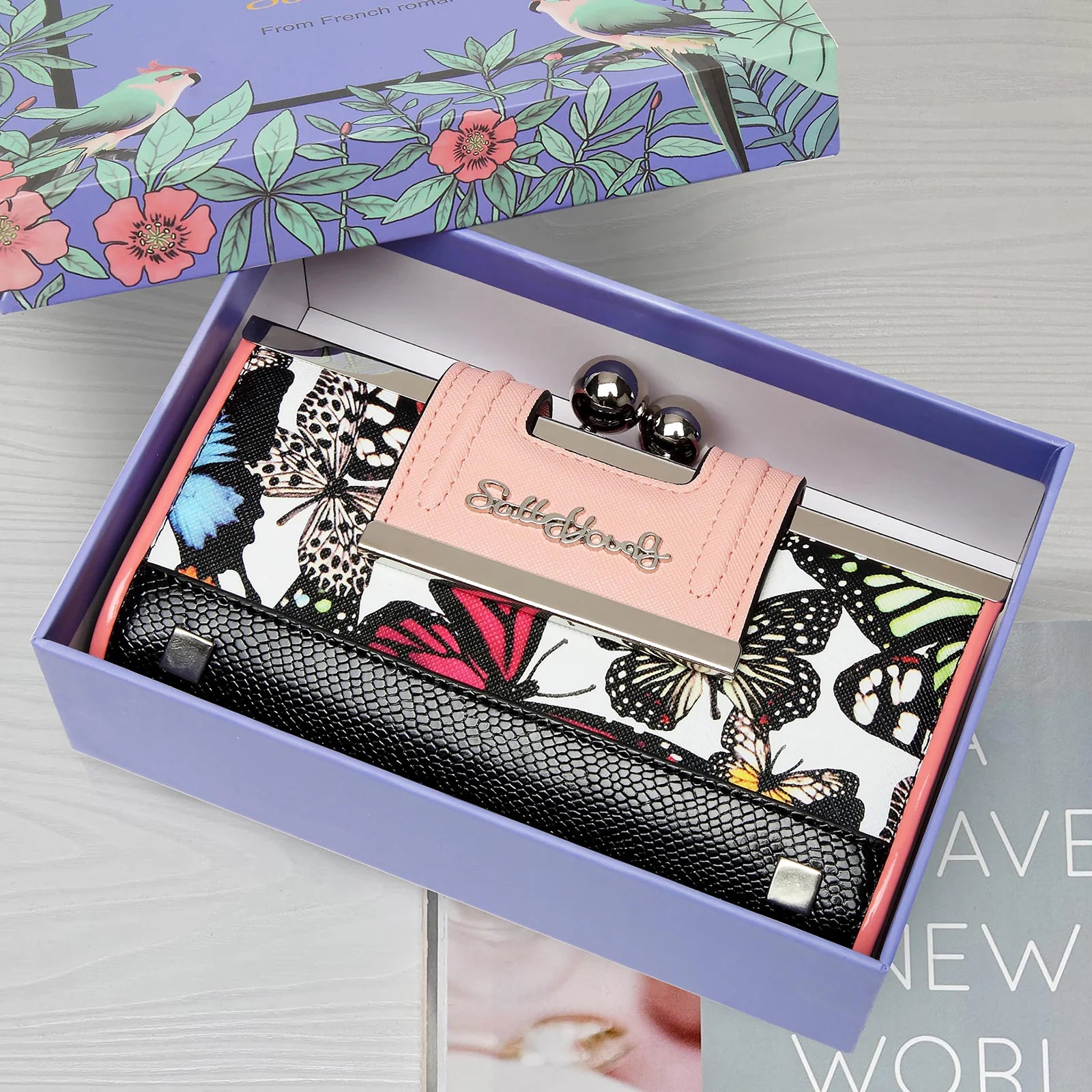 Women Wallet Leather Large Capacity Handbag Long Purse 10-card slots and clips Zero SY5025