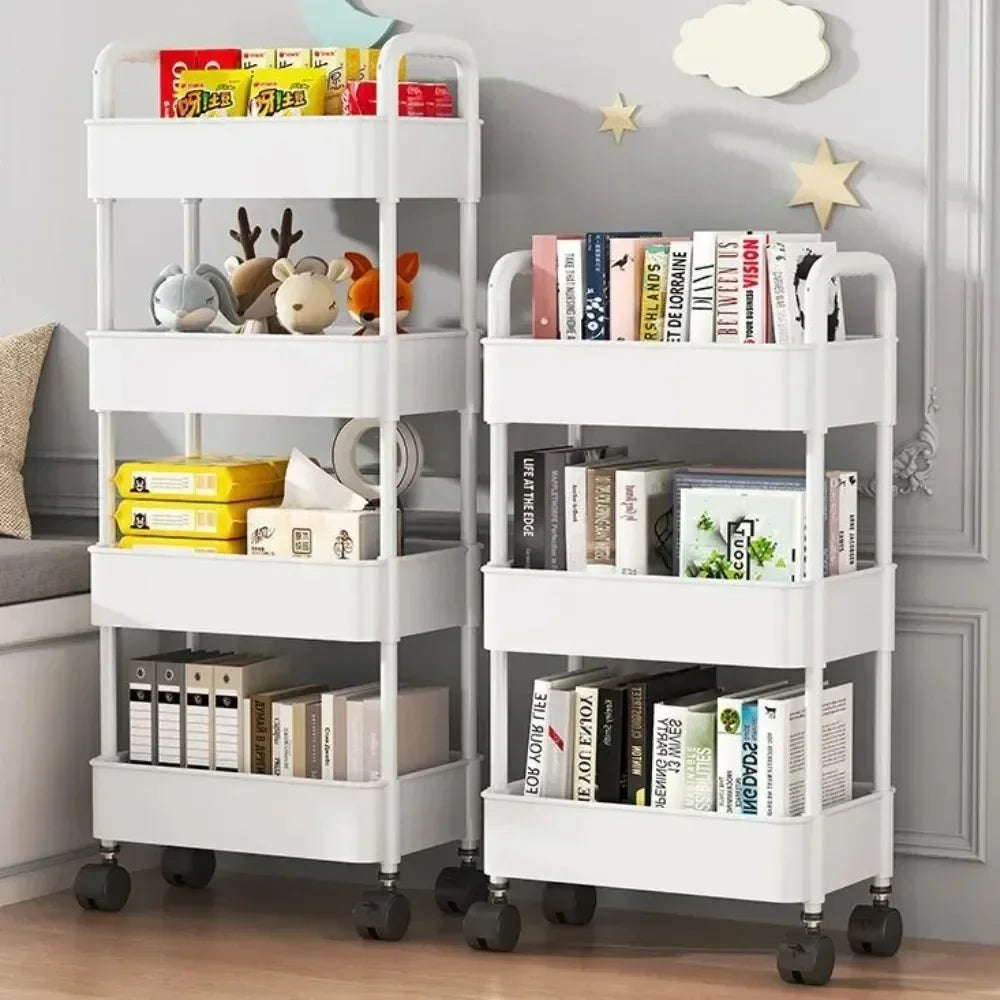 Bookshelf Storage Trolley Mobile Kitchen Organizer Cart with Wheels Save Space Household Shelves Bedroom Snacks Storage Rack by Smarsty