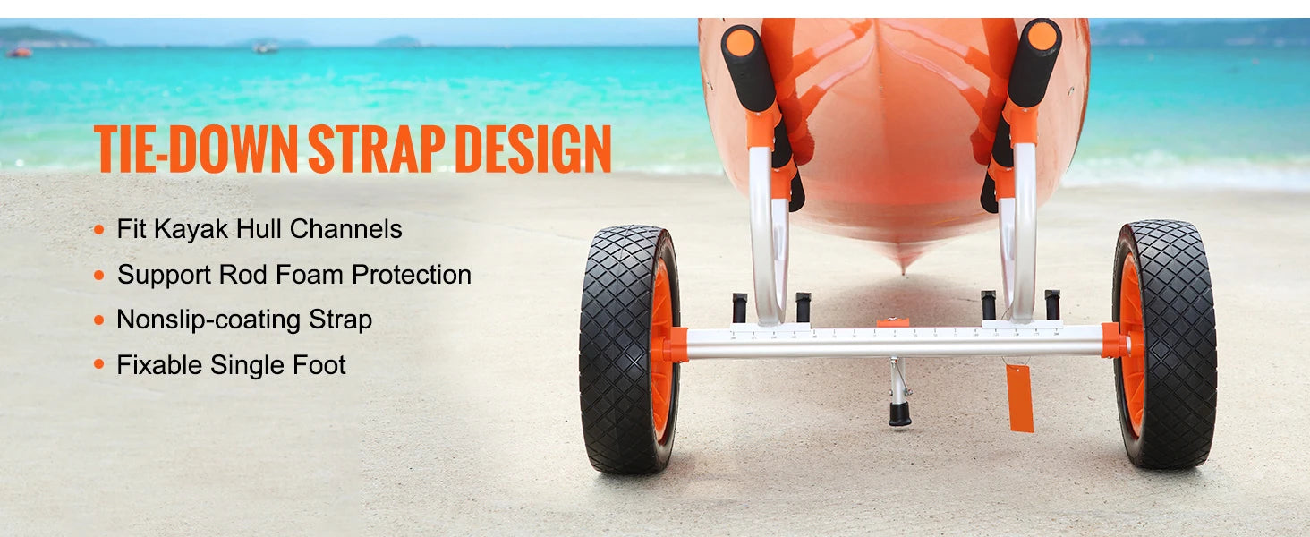 SucceBuy Kayak Cart 450lbs Detachable Canoe Trolley Cart with 12'' Tires Adjustable Width for Paddleboards Float Mats Jon Boats