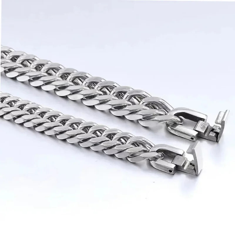 Titanium Steel Cuban Chain Bracelet With Hidden Clasp - Smarsty
