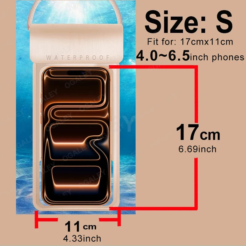 IPX8 Universal Waterproof Bag Cell Phone Pouch Case Water Proof Underwater Dry Bag For iPhone 17 Pro Max 16 Xiaomi Samsung Cover