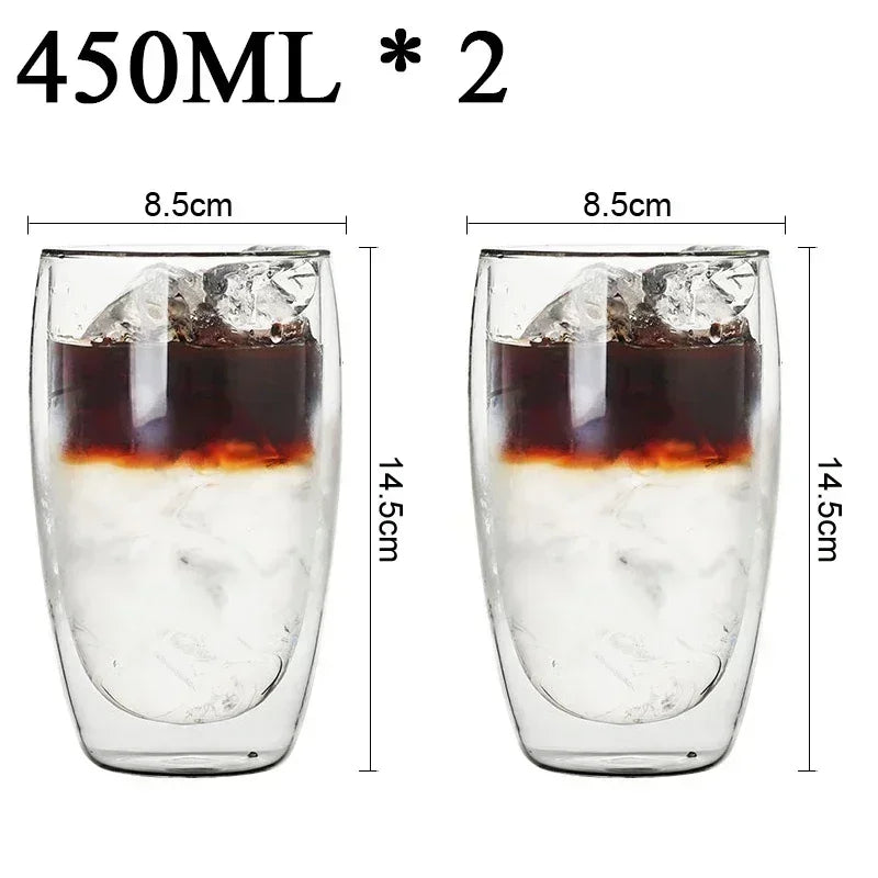 Double Wall Borosilicate Glass Mugs Set Heat Resistant - Smarsty