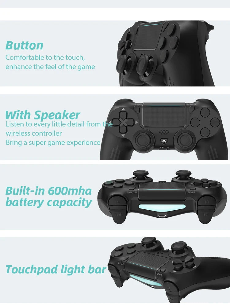 Wireless Bluetooth Game Controller for PS4 with Dual Vibration - Smarsty