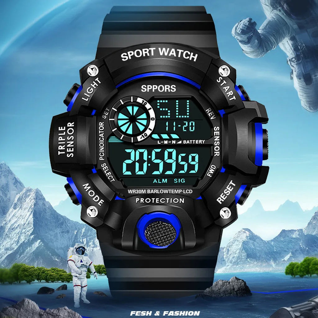 Men's Waterproof Sports Watch with Luminous Display and Alarm - Smarsty