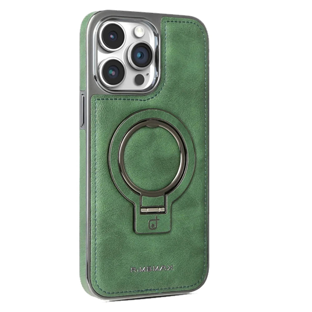 Luxury PU Leather Magnetic Stand Phone Case For iPhone 17 16 15 14 13 12 Pro Max for Magsafe Wireless Charging Shockproof Cover