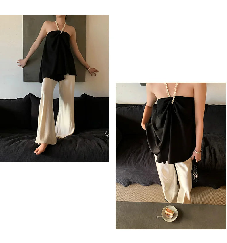 Satin Wide Leg Pants Long Floor Casual Pants Women's Summer - Smarsty
