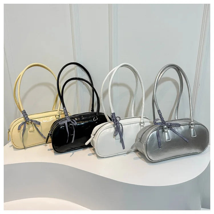 Large Capacity Silver Women Shoulder Bag Daily Use Casual - Smarsty