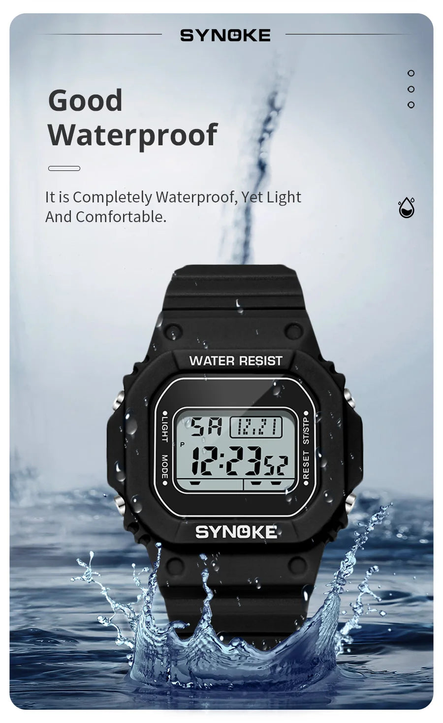 SYNOKE Outdoor Military Digital Watch for Men Waterproof Luminous Sports Timepiece - Smarsty