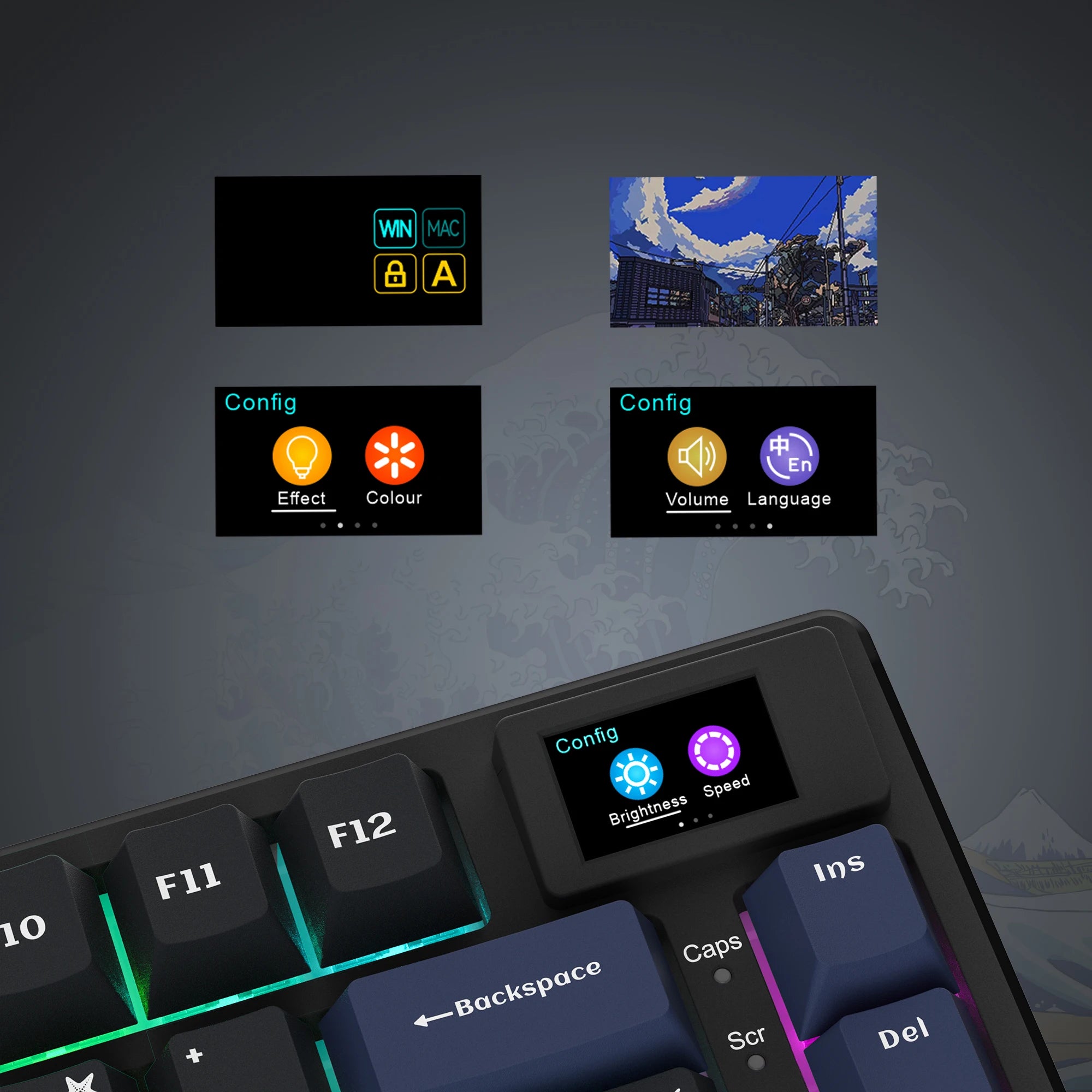 Wired Mechanical Keyboard With OLED Display Hot Swappable