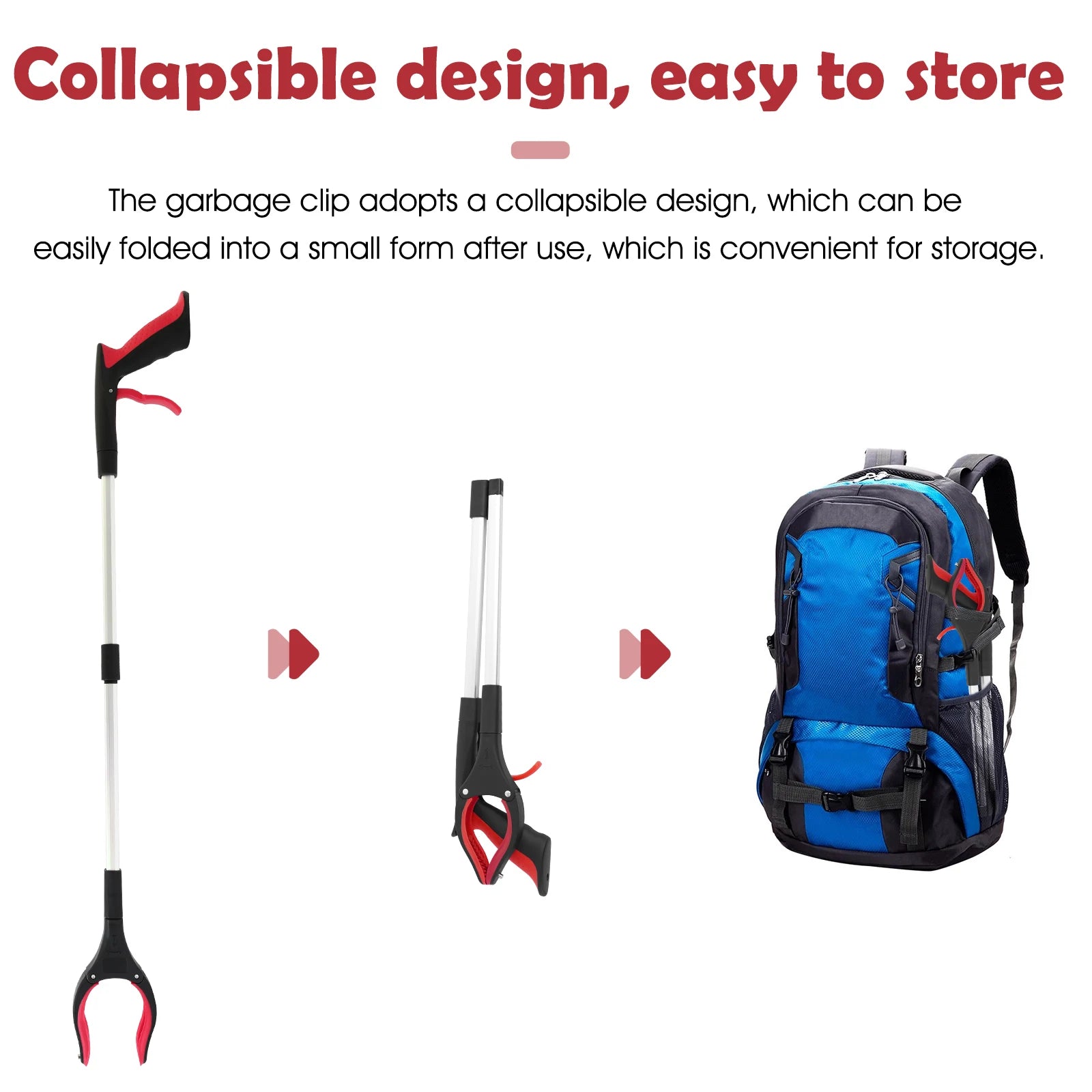 2-Pack Foldable Garbage Clip Litter Reachers Pickers Gripper Extender Hand Tools Environmental Sanitation Garbage Collector