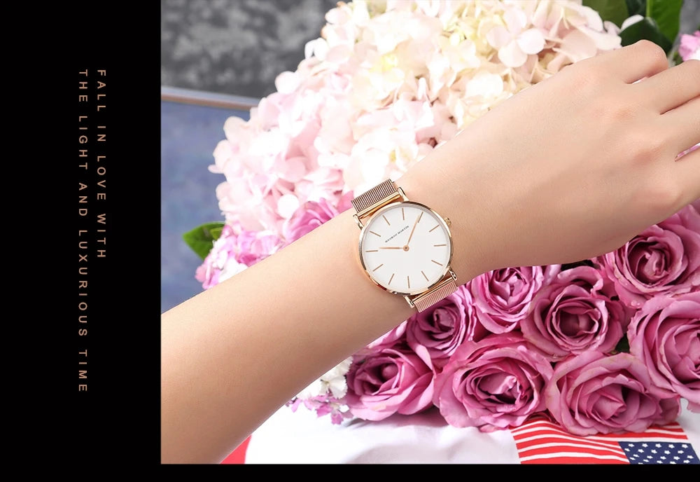 Rose Gold Women's Bracelet Watch with Japan Quartz Movement - Smarsty