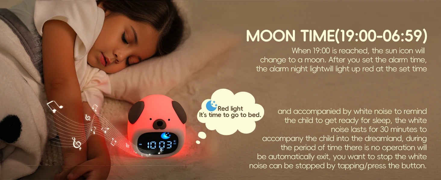 Puppy-Shaped Kids Alarm Clock with Night Light - Smarsty