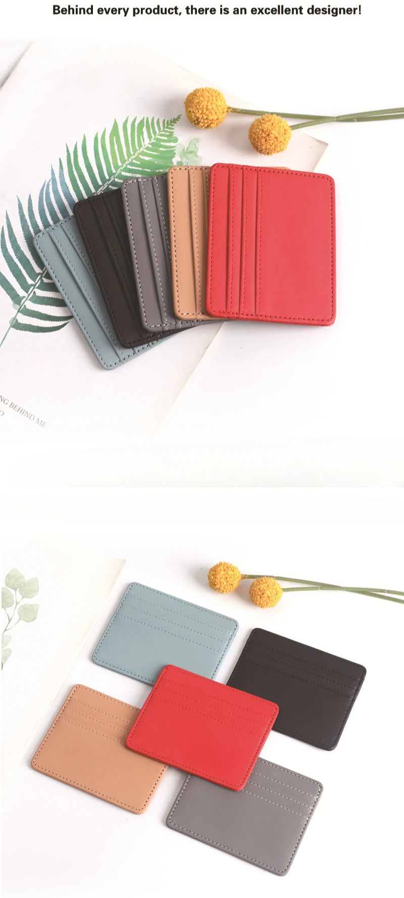 1Pc Pu Leather ID Card Holder Candy Color Bank Credit Card Box Multi Slot Slim Card Case Wallet Women Men Business Card Cover - Smarsty