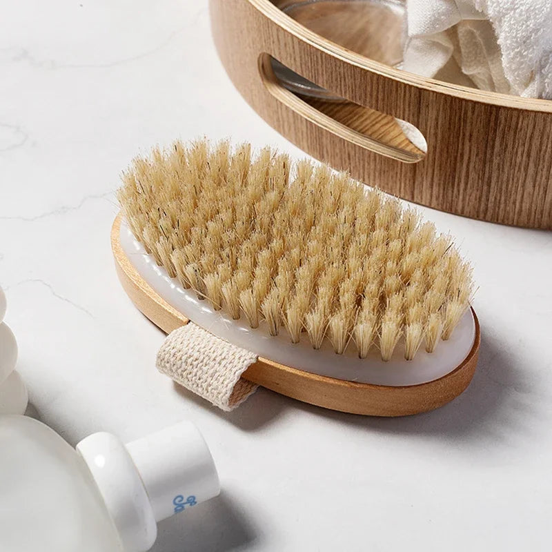 Natural Bristle Bath Brush for Soft Skin Massage - Smarsty