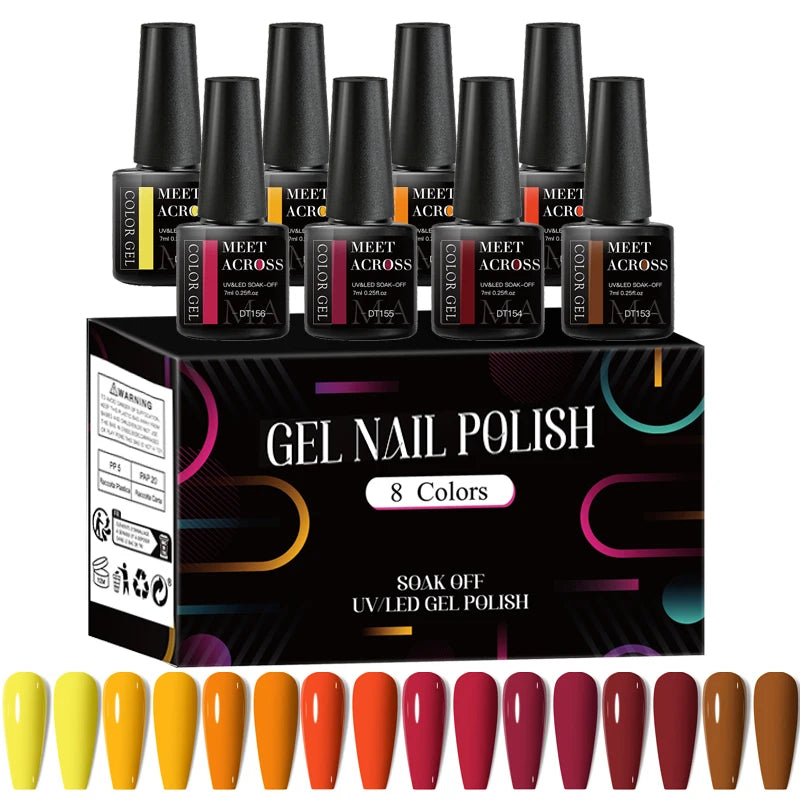 Fluorescent Gel Nail Polish Set With Glitter Finish - Smarsty