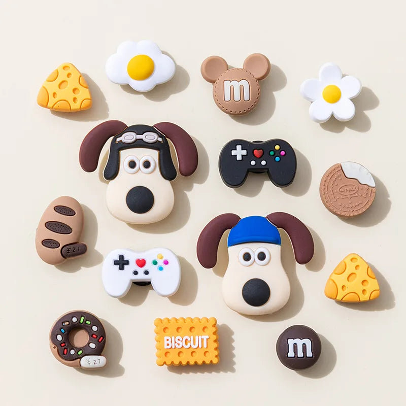 1 Set 14pcs Cute Dogs Shoe Charms Accessories Boys Girls Sandals Garden Shoe Buckles Decoration Fits Beach Bag Accessories Gifts