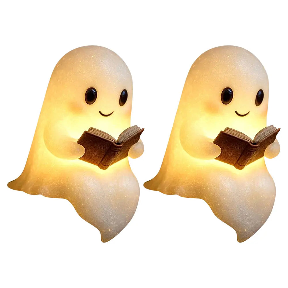 Cute Ghost Reading Book Lamp Halloween Ghost Night Light Halloween Decor for Bedroom Study Room Readers