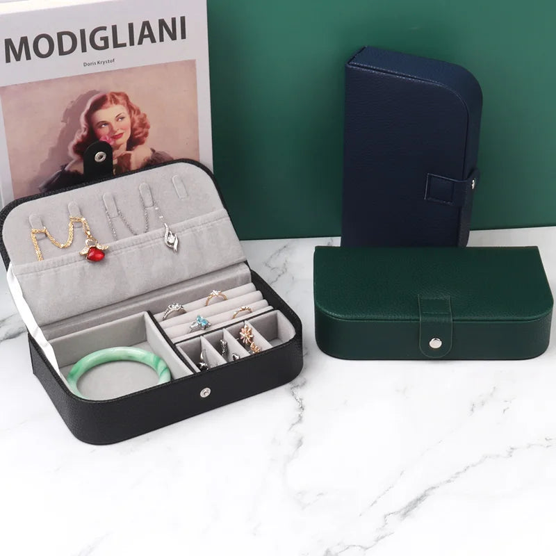 Portable Jewelry Organizer Case for Travel with Leather Storage - Smarsty
