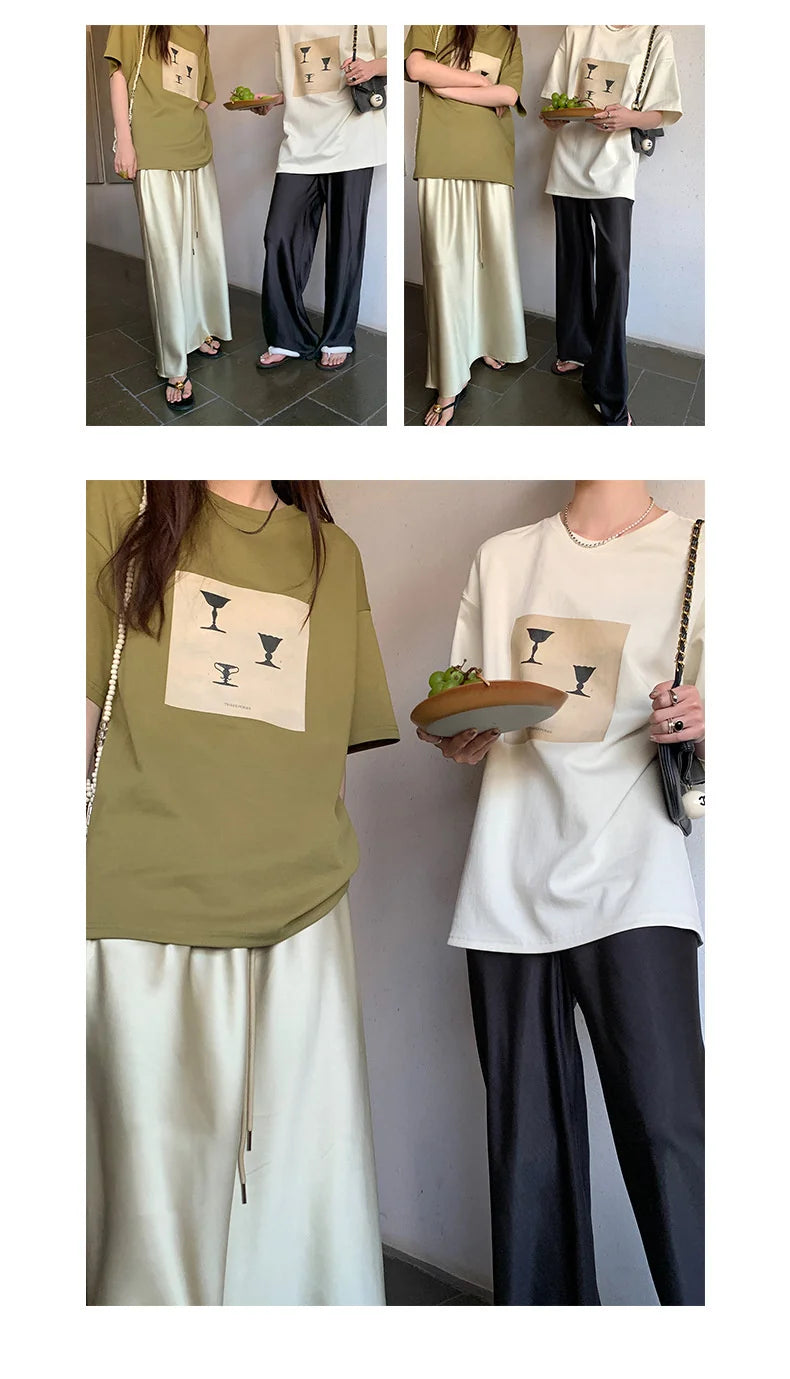 Satin Wide Leg Pants Long Floor Casual Pants Women's Summer - Smarsty