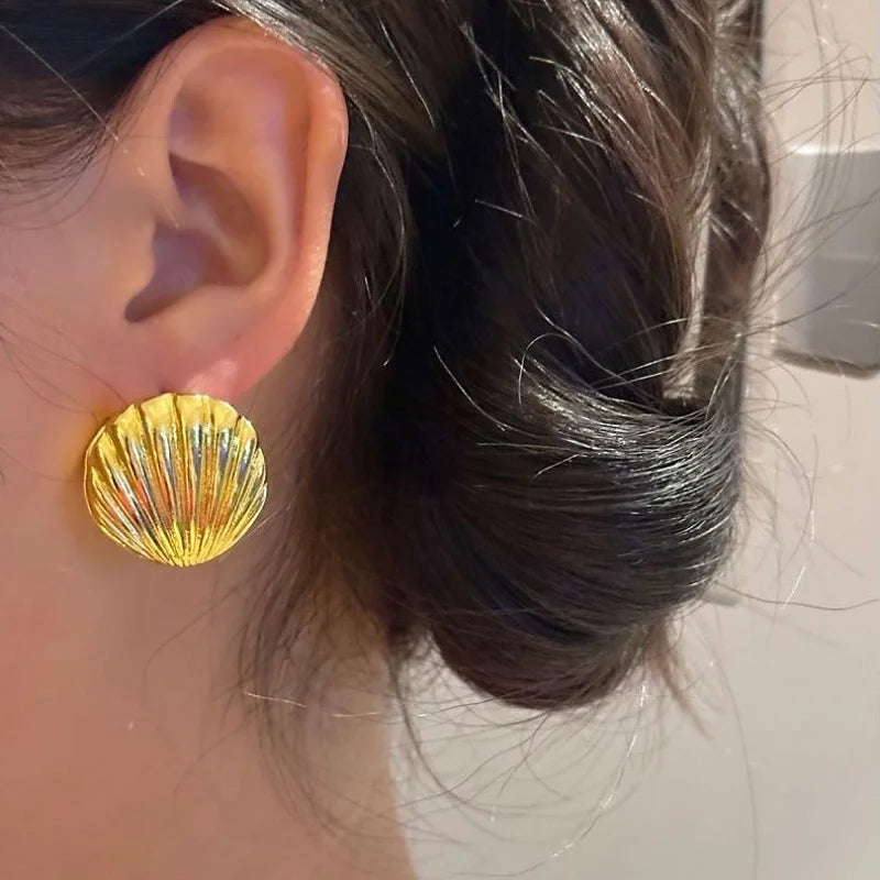 Vintage Metal Stud Earrings Punk Silver Geometric Irregular - Smarsty