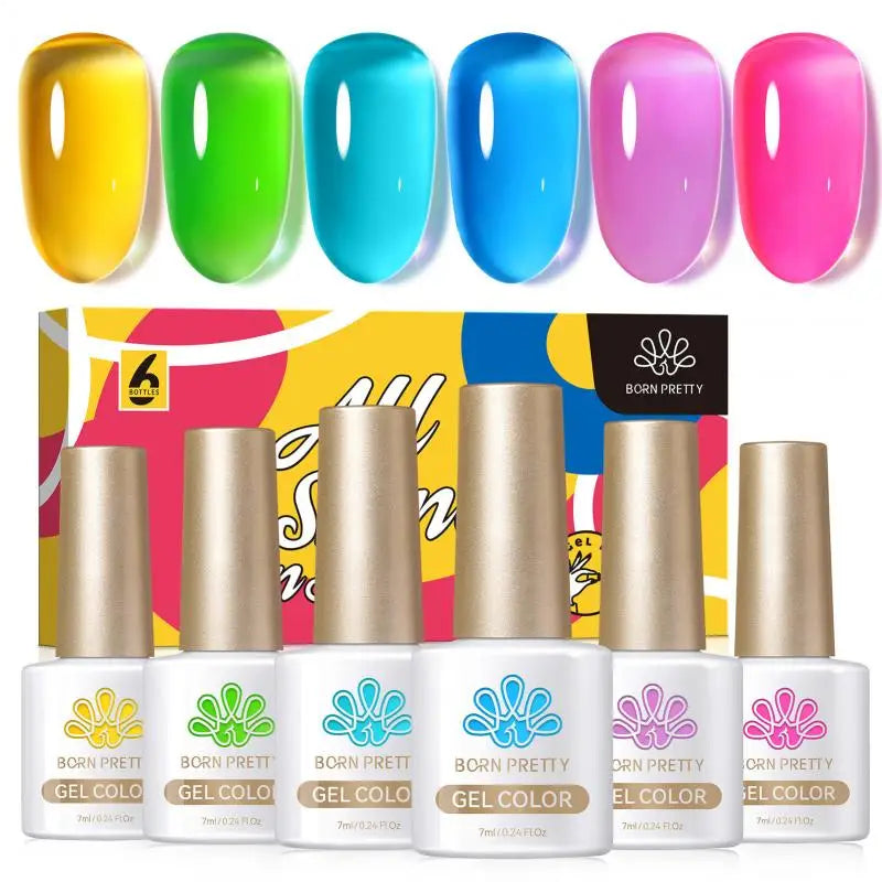Born Pretty 6 Piece Gel Nail Polish Set Long Lasting Color - Smarsty