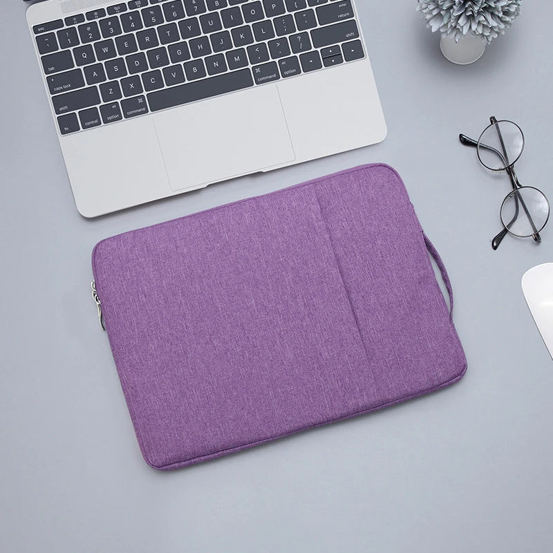 Denim Laptop Sleeve With Padded Inner Compartment Zipper