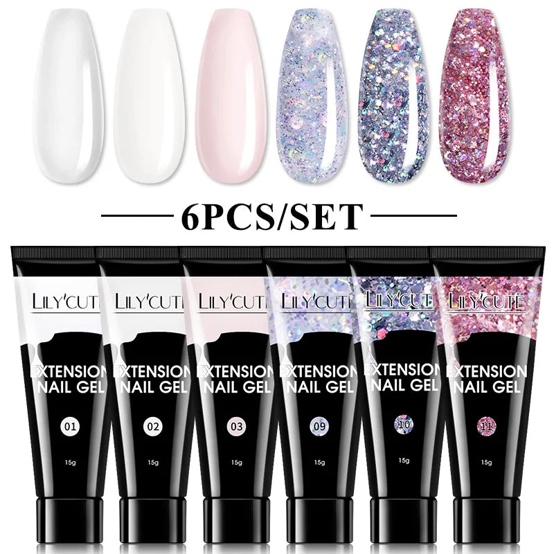 LILYCUTE Nail Gel Set with 6W LED Lamp for Quick Manicure - Smarsty