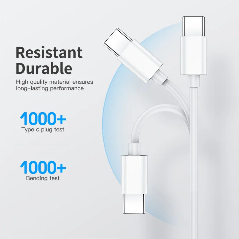 100W USB-C to USB-C Fast Charging PD Cable for iPhone 15 Pro Max iPad Air 5 Macbook Huawei Mate 60 Samsung Type C to Type C Cord - Smarsty
