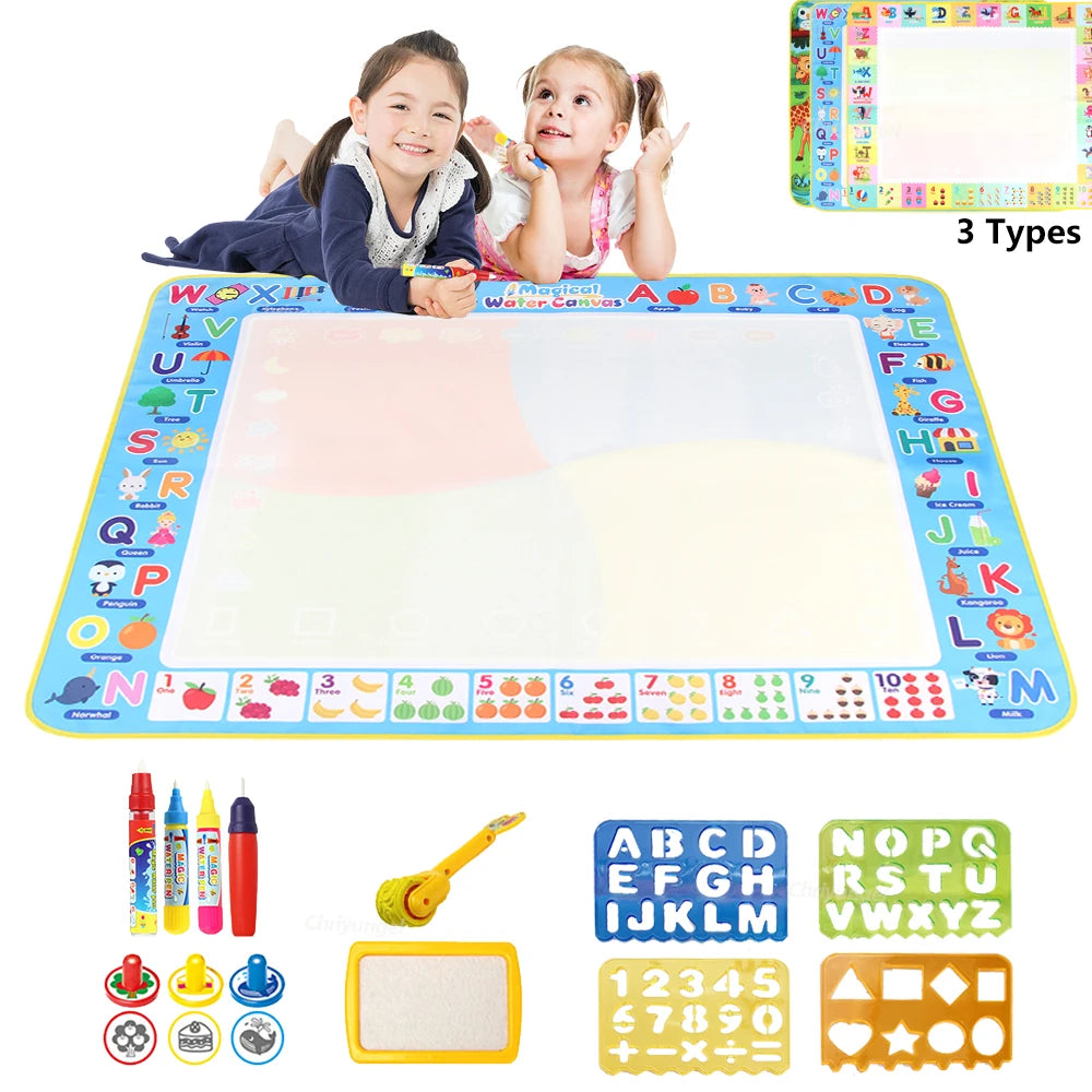 100x80CM Magic Water Drawing Mat with Reusable Magic Pens Doodle Montessori Painting Board Educational Toys Kids Gifts 39X31in by Smarsty
