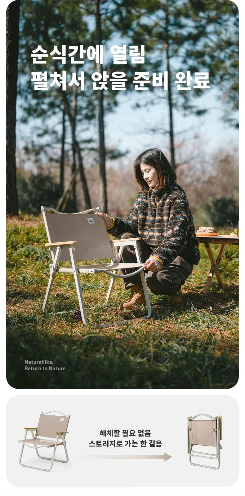 Naturehike Camping Chair Portable Folding Kermit Chair High Load Foldable Travel Wood Chair Outdoor Picnic Relax Fishing Chair