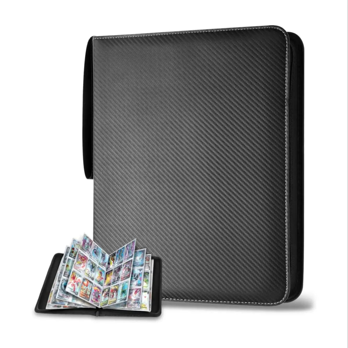 900 Pockets Card Binder Sleeves with Zipper, Double Sided Pockets Card Holder Carry Card Case for TCG CCG Card Storage(Black)