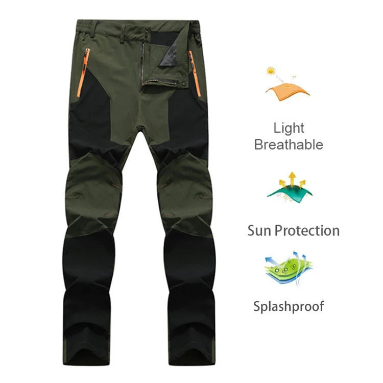TRVLWEGO Men Summer Sports breathable Pants Hiking Trousers Camping Splash Prevention Quick Dry UV Resistant Elastic Thin - Smarsty