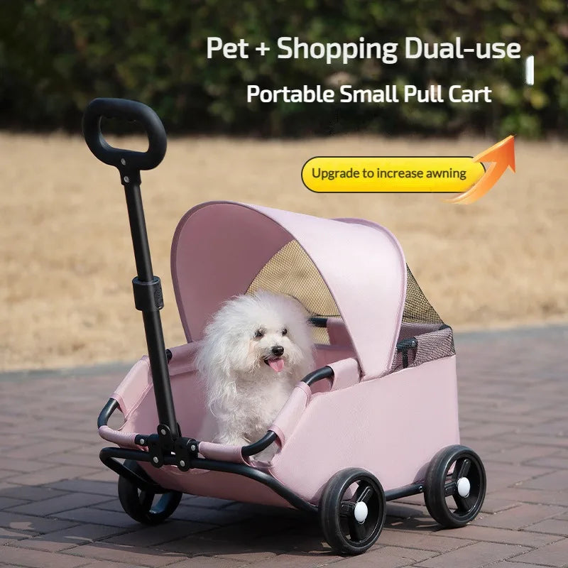 Portable Dog Stroller with Sun Cover for Travel - Smarsty