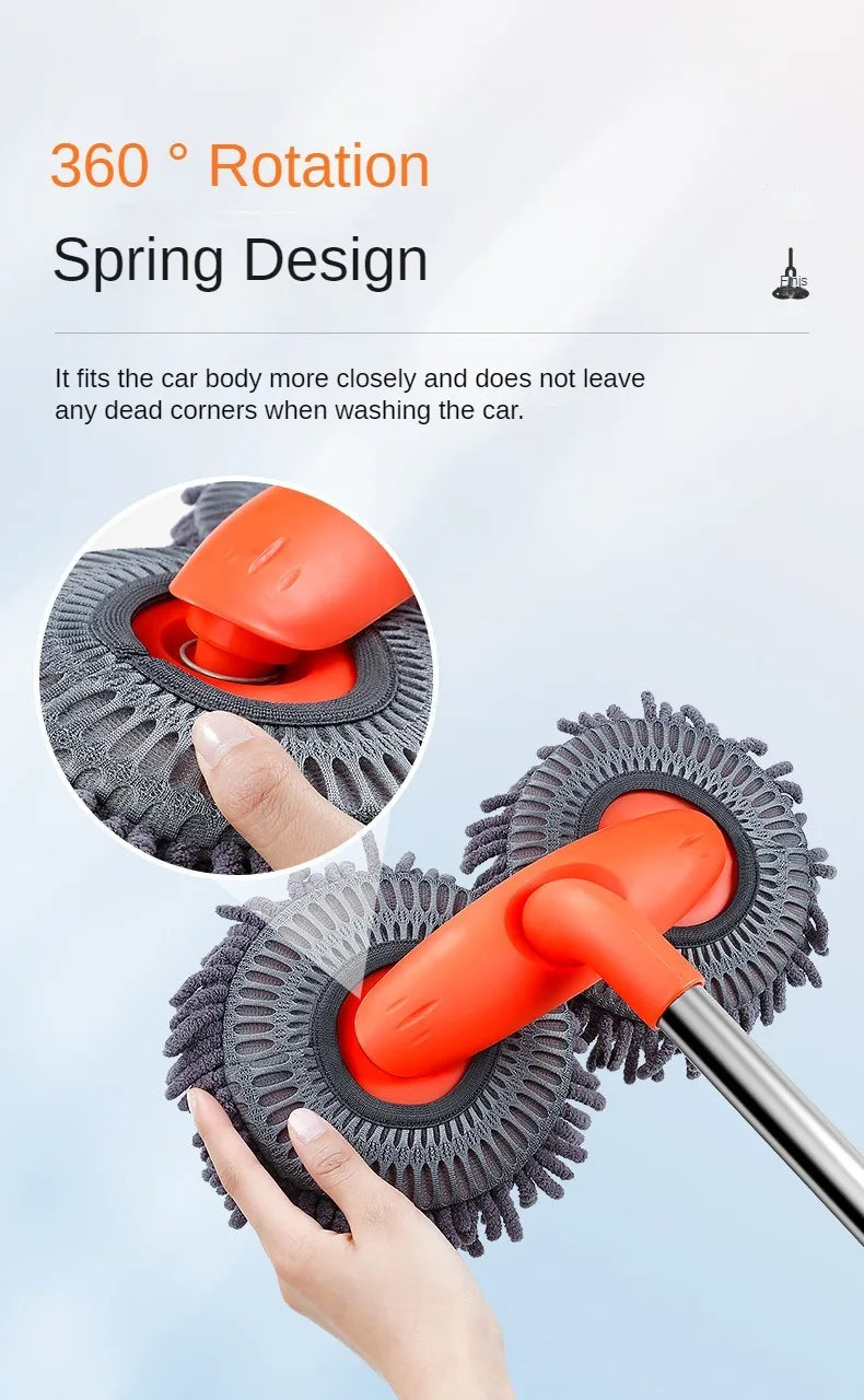 Telescopic Car Cleaning Brush Mop With Chenille Heads - Smarsty