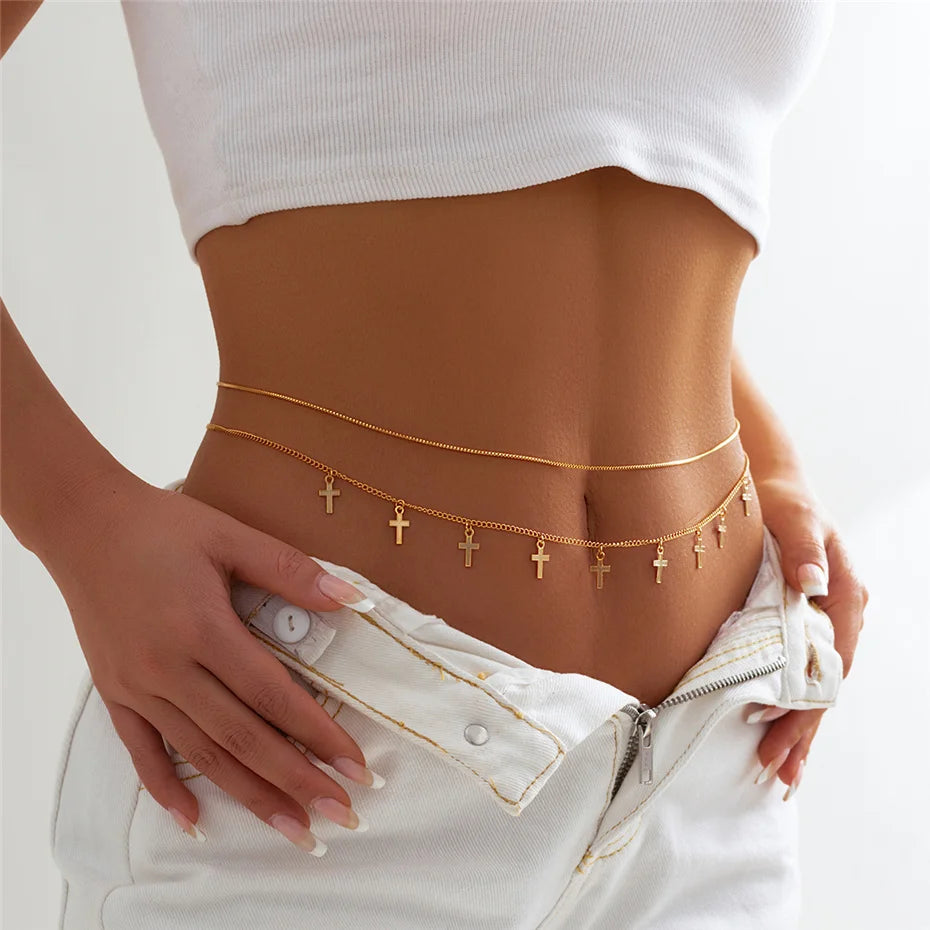 Boho Rhinestone Star Moon Belly Chain for Summer - Smarsty
