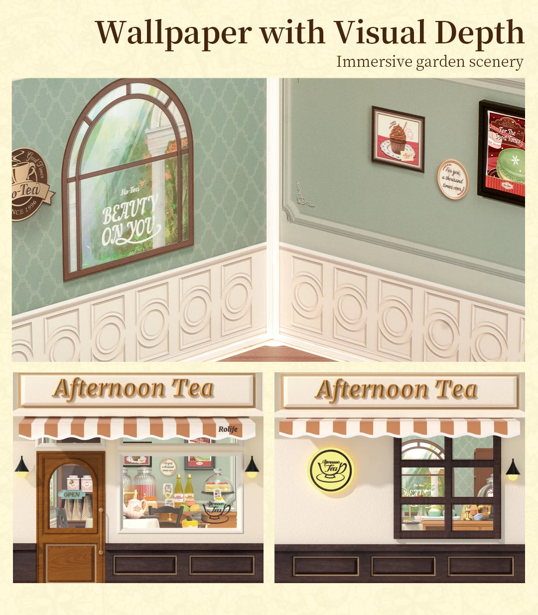 Robotime Rolife Super Creator Series Plastic Dollhouse Building Blocks for Kids Yum Burgers Leisurely Cheers Bar Sweet Sips Tea