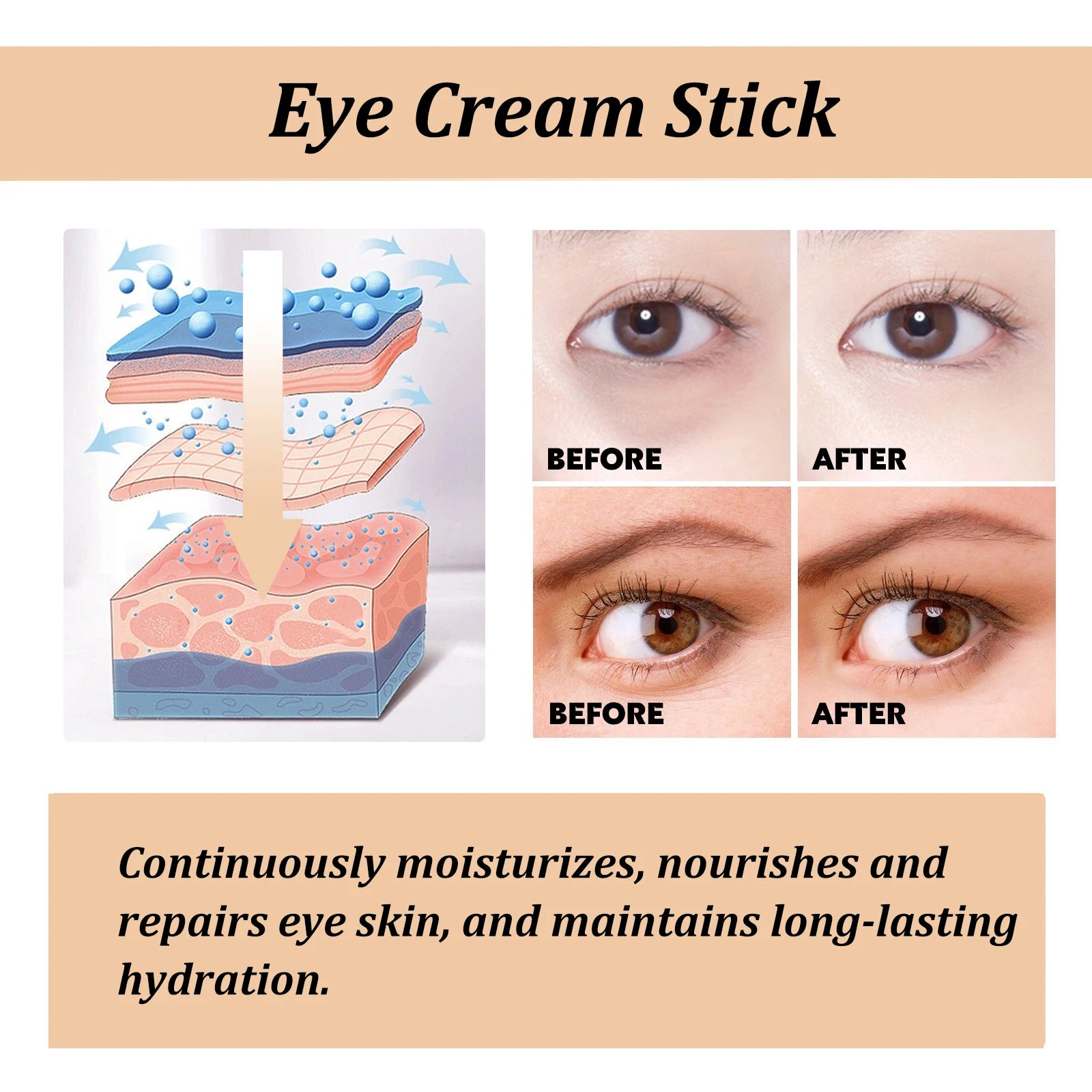 Snail Eye Cream Stick for Dark Circles and Puffiness - Smarsty