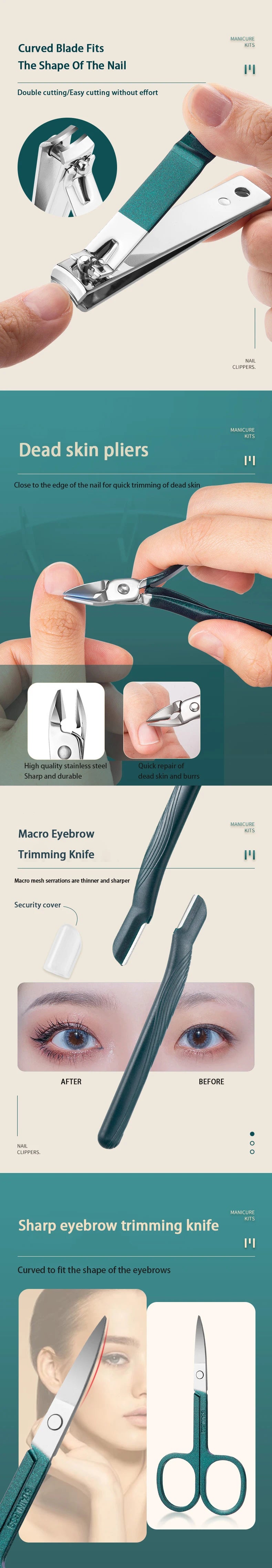 Stainless Steel Nail Care Kit with Travel Case - Smarsty