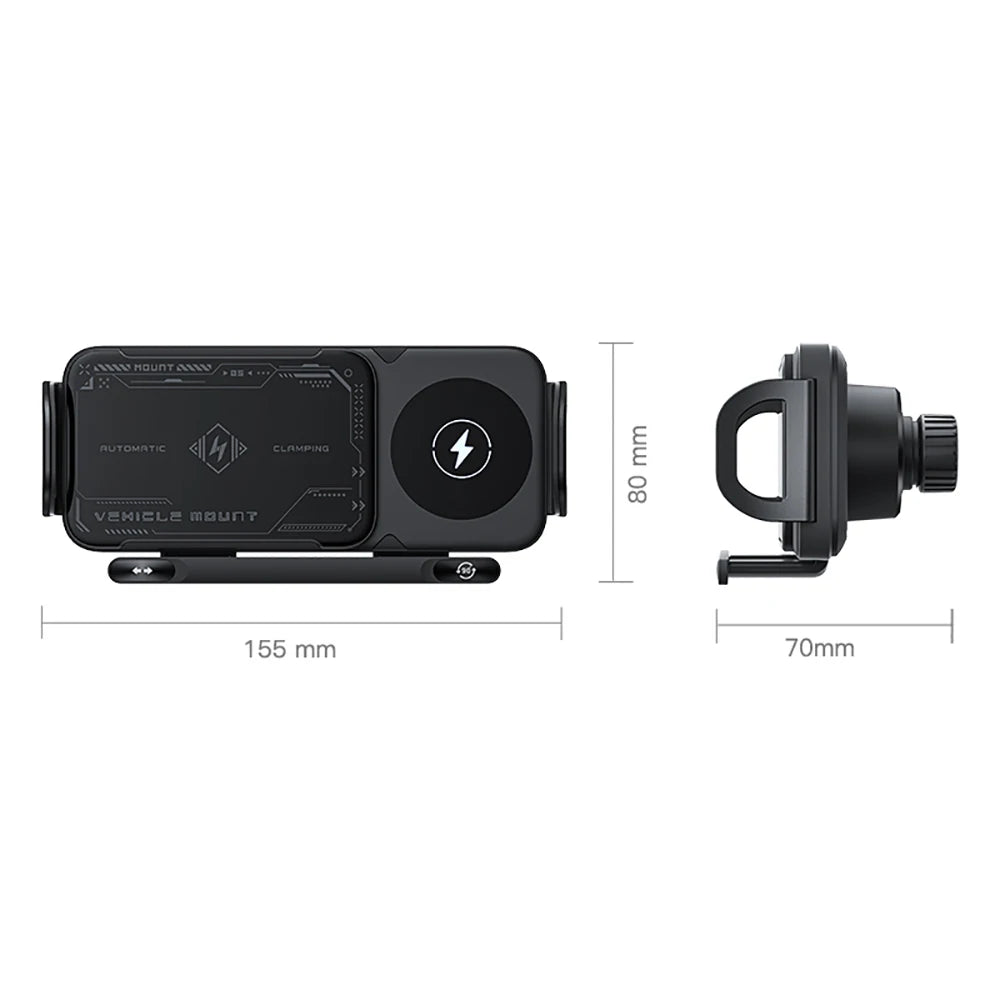Car Wireless Charger Dual Coil Fold Screen Fast Charge - Smarsty