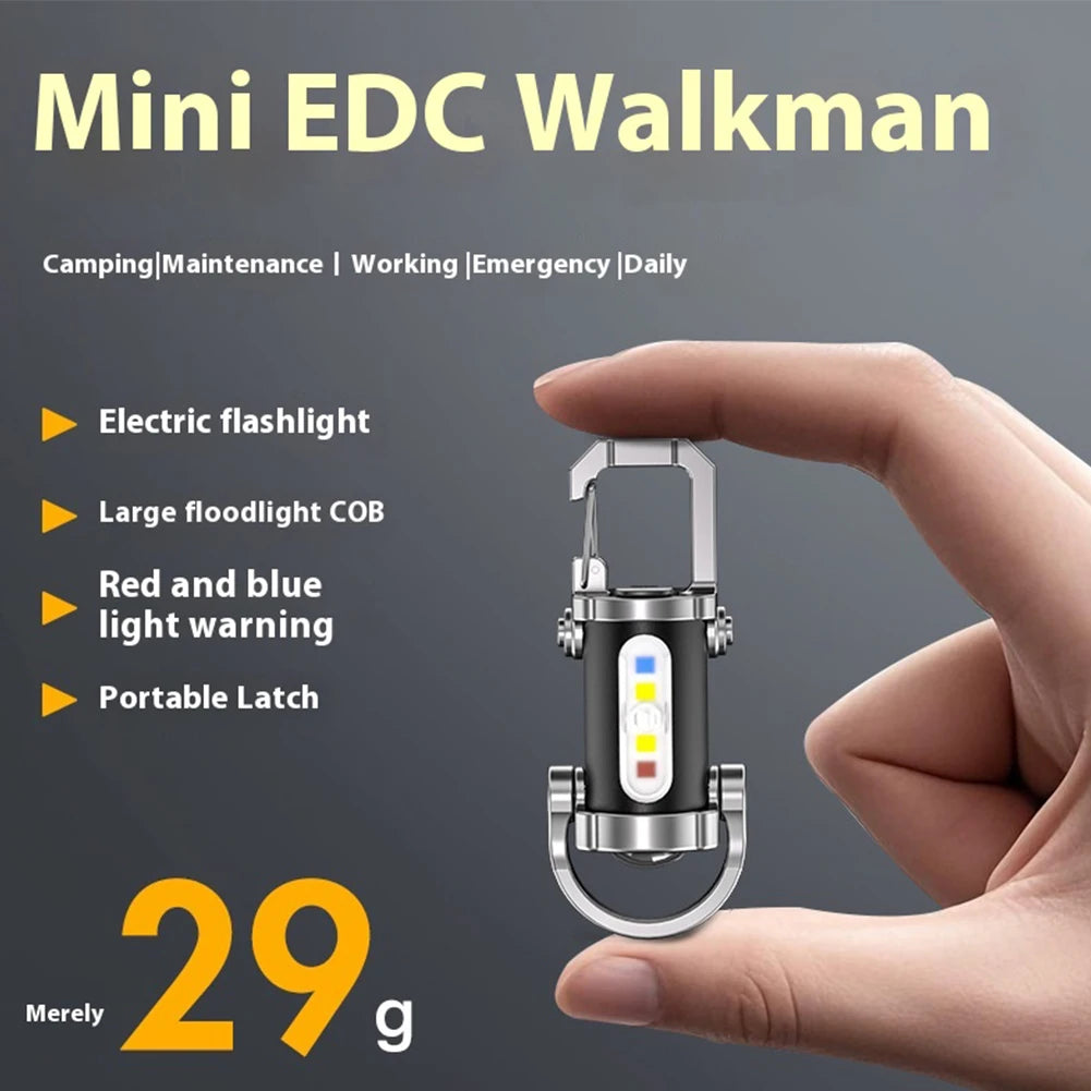 Mini Flashlight Multifunctional COB LED Keychain Flashlight 7 Gear Ultralight Camping Flashlight Waterproof for Camping Hiking