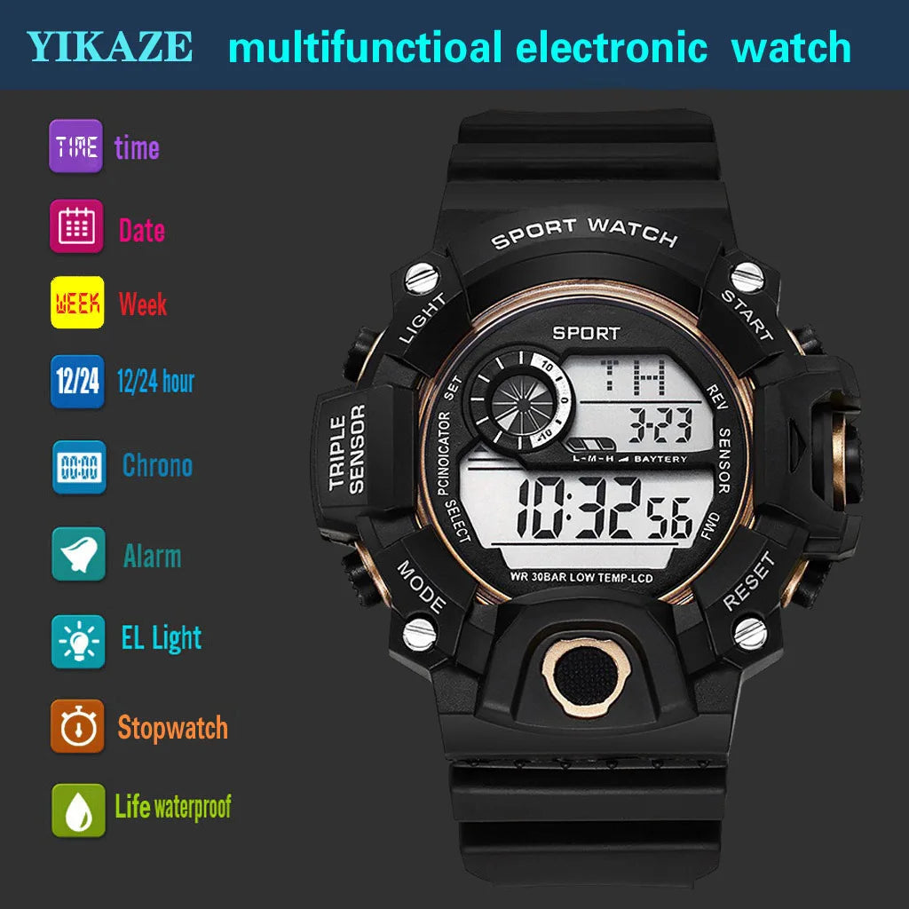 Men's Waterproof Sports Watch with Luminous Display and Alarm - Smarsty