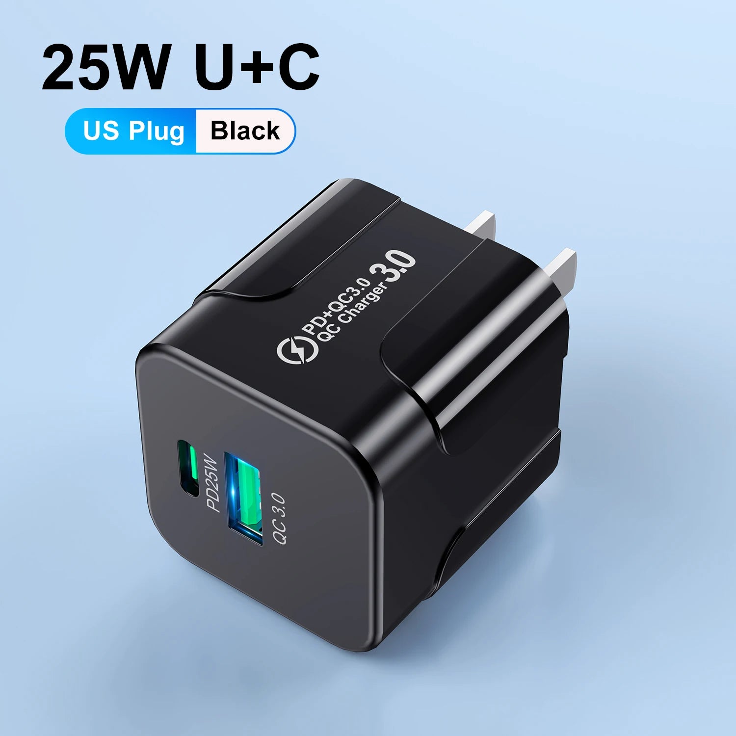 Compact Dual Port USB C Fast Charger 25W Travel Adapter - Smarsty