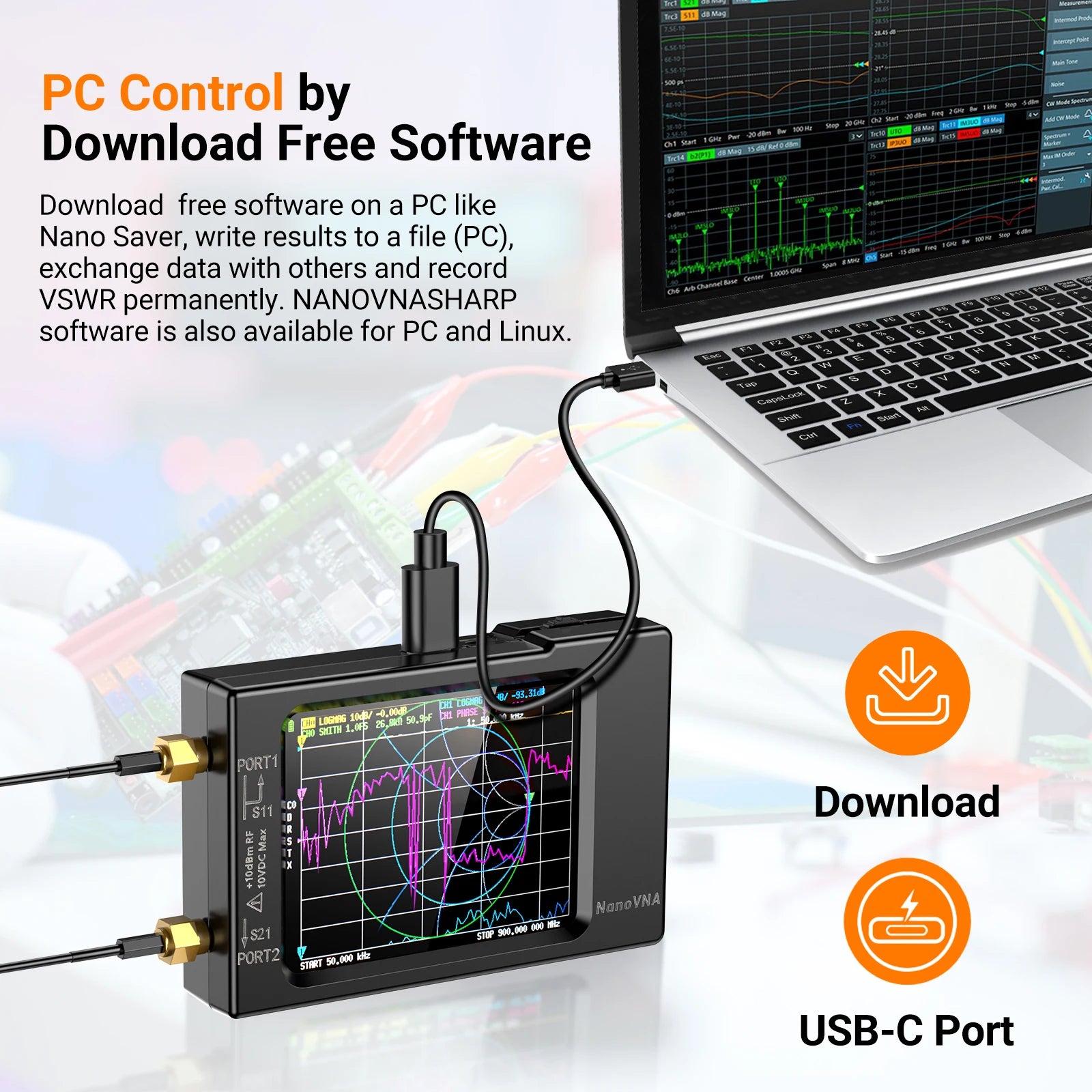 NanoVNA-H Vector Network Analyzer with Spectrum Tuning - Smarsty