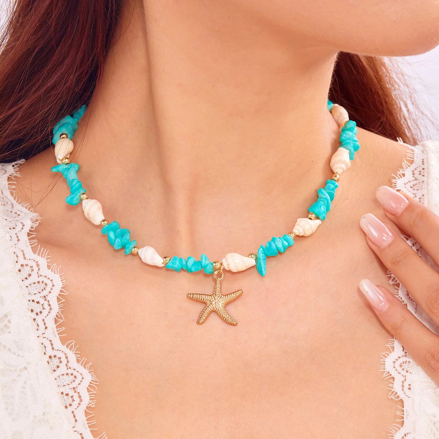 Bohemian Starfish Pendant Beaded Bracelet for Women - Smarsty