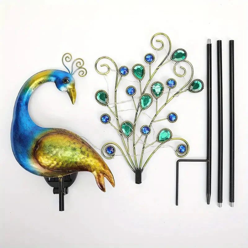 Solar LED Metal Peacock Lawn Decor Sculpture - Smarsty
